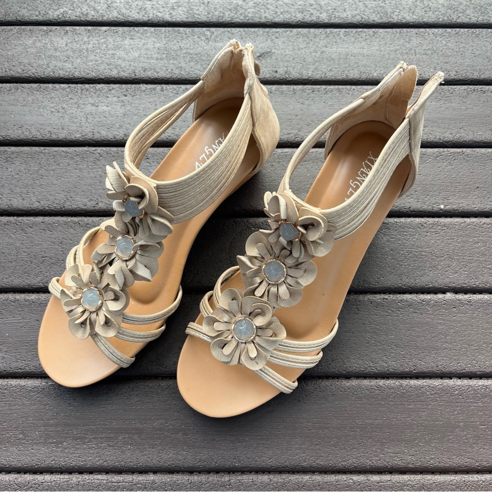 Floral Mini Wedge Heels